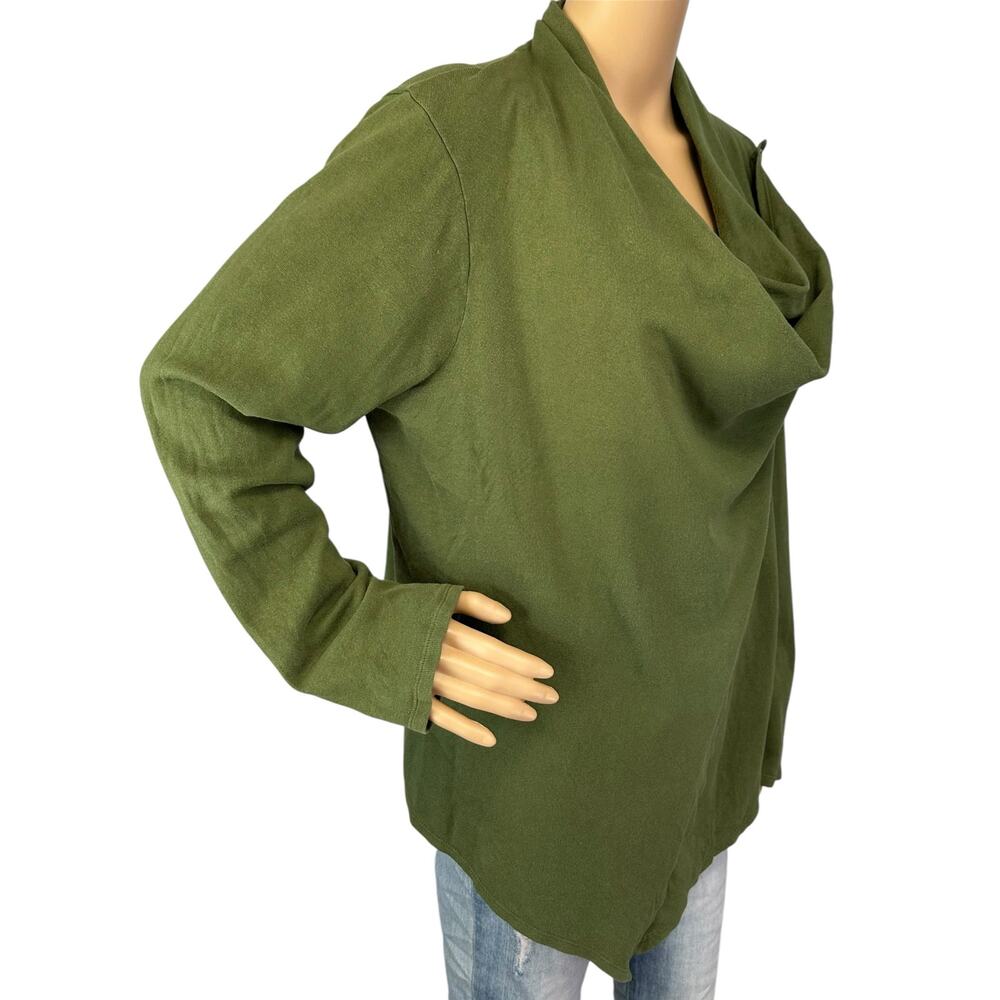 J. Crew Wrap Cardigan Sweatshirt Deep Moss Green AP849 Size L - Picture 4 of 12